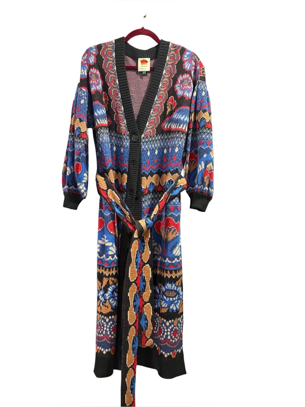 $345 Farm Rio Ainika long sleeve cardigan sz Small Oversized - Picture 4 of 5